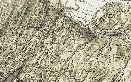Old map of Dunans in 1906-1907
