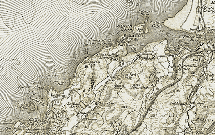 Old map of Dunstaffnage Castle in 1906-1907