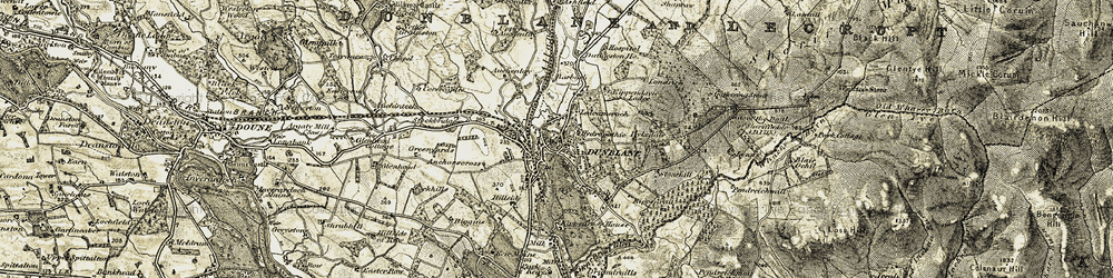 Old map of Dunblane in 1904-1907