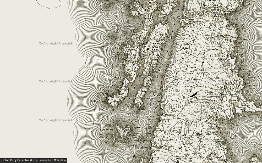 Old Map of Historic Map covering Bight of the Sandy Geos in 1911-1912