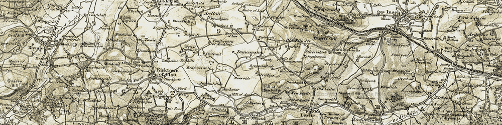 Old map of Yonderton of Auchlyne in 1908-1910