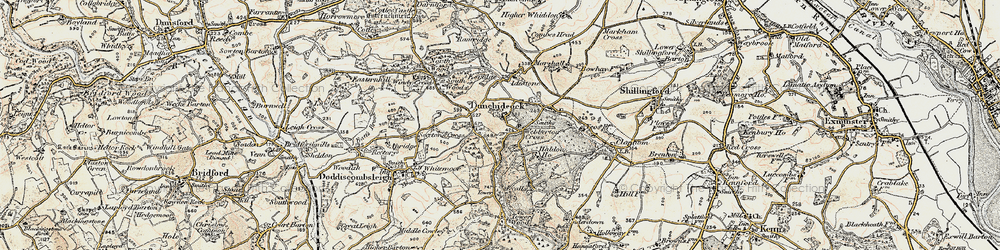 Old map of Dunchideock in 1899-1900
