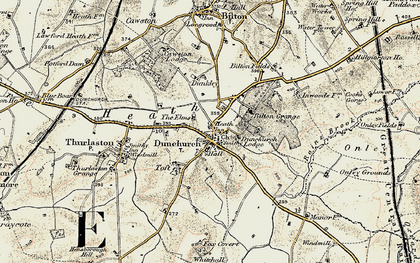 Old map of Dunchurch in 1901-1902