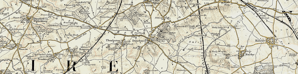 Old map of Dunchurch in 1901-1902