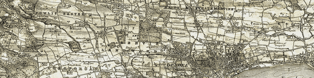 Old map of Lochee in 1907-1908