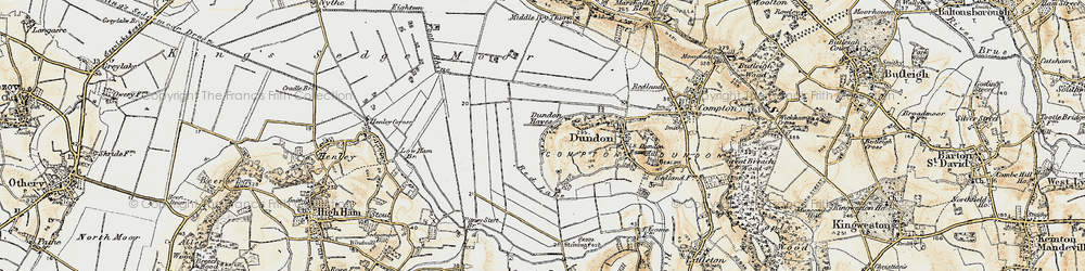 Old map of Dundon Hayes in 1898-1900
