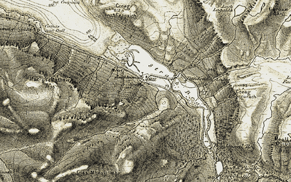 Old map of Allt Gleann Chaorachain in 1908-1910