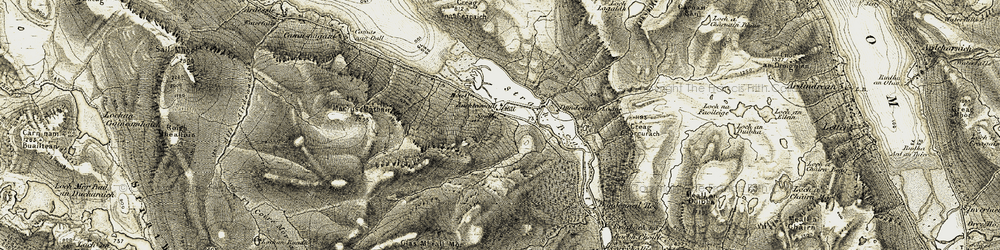 Old map of Allt Gleann Chaorachain in 1908-1910