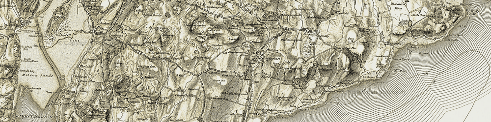 Old map of Dundrennan in 1904-1905