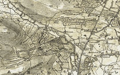 Old map of Tochie Burn in 1906-1907