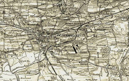 Old map of Dunfermline in 1904-1906