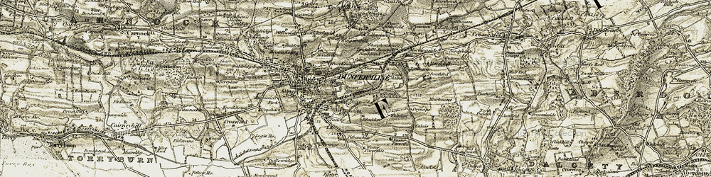 Old map of Dunfermline in 1904-1906