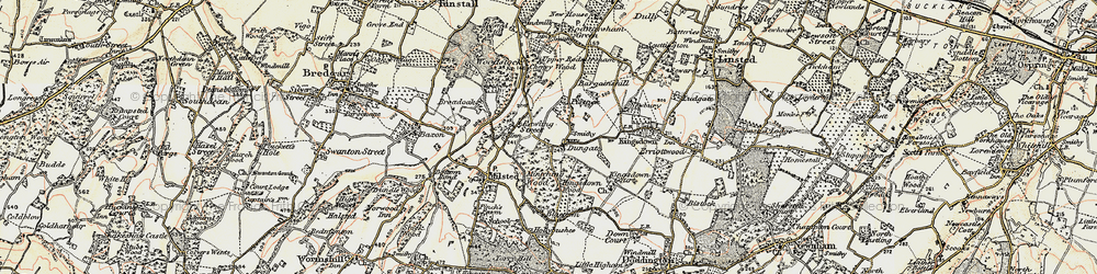 Old map of Dungate in 1897-1898