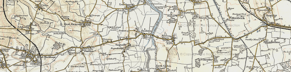 Old map of Dunham on Trent in 1902-1903