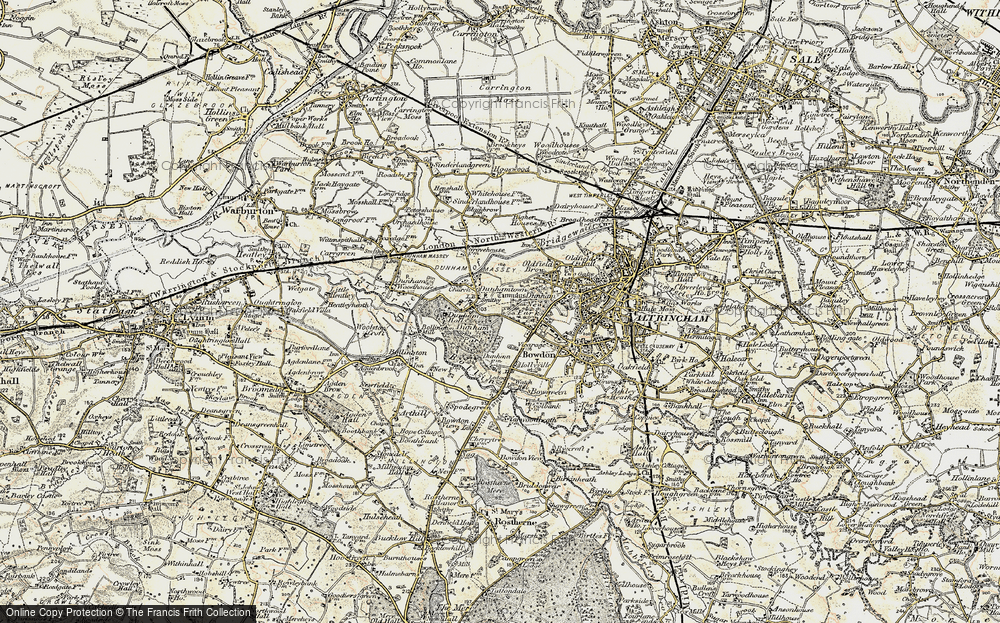 Old Map of Historic Map covering Dunham Massey Hall in 1903