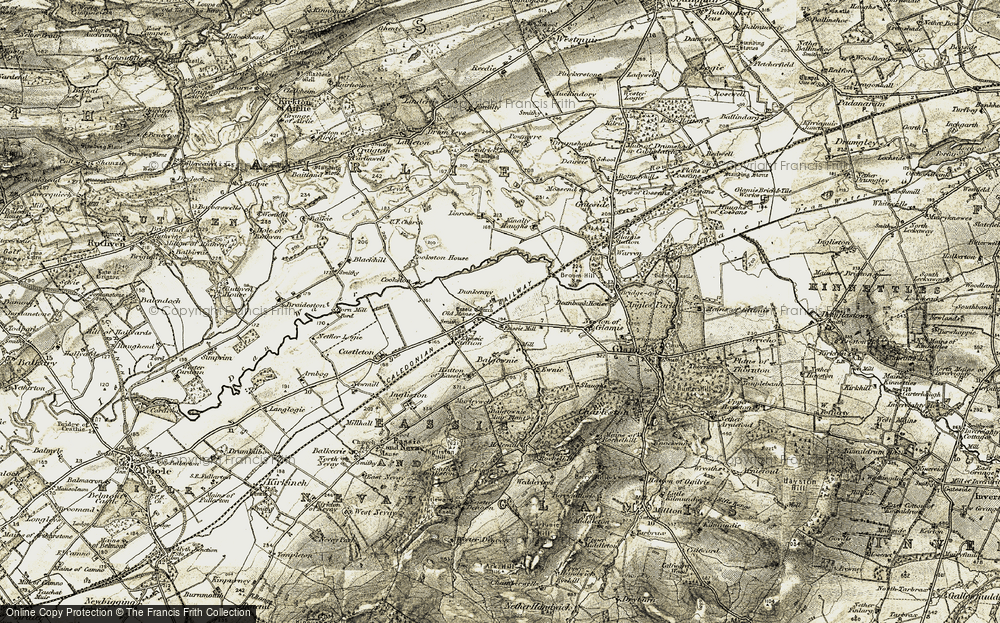 Old Map of Historic Map covering Balgownie in 1907-1908