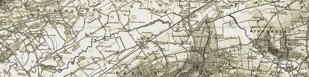 Old map of Dunkenny in 1907-1908