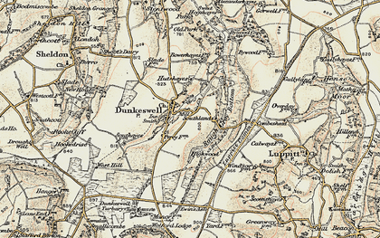 Old map of Dunkeswell in 1898-1900