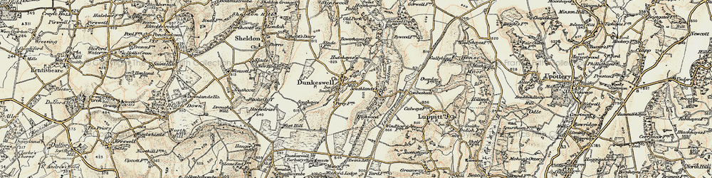 Old map of Dunkeswell in 1898-1900