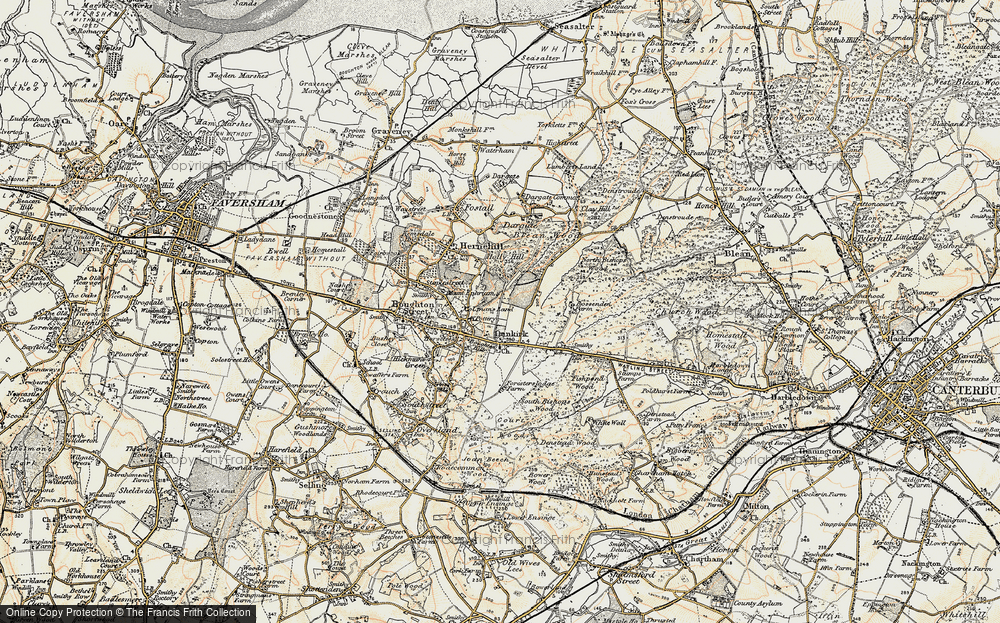 Old Map of Historic Map covering Boughton Hill in 1897-1898