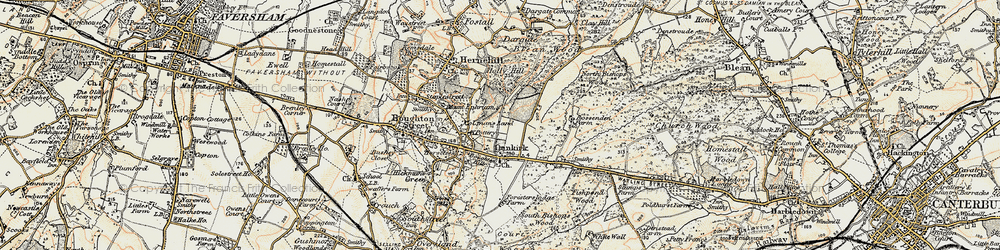 Old map of Boughton Hill in 1897-1898