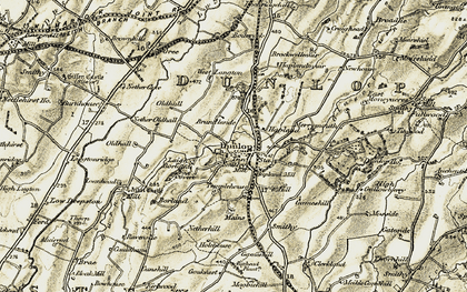 Old map of Dunlop in 1905-1906