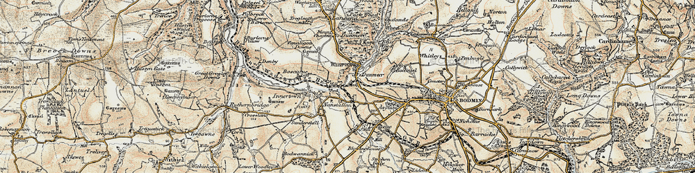 Old map of Boscarne Junction Station in 1900