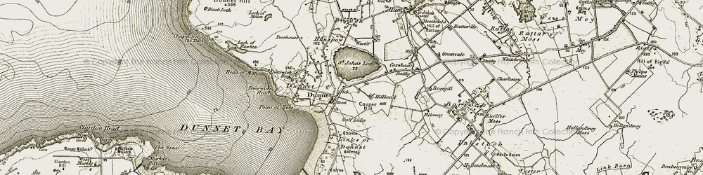 Old map of Links of Dunnet in 1912