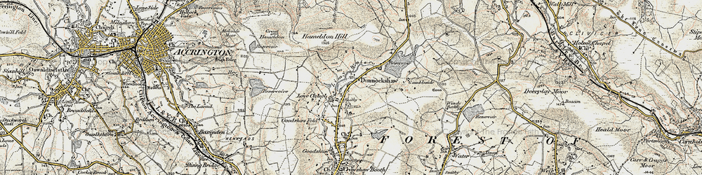 Old map of Dunnockshaw in 1903