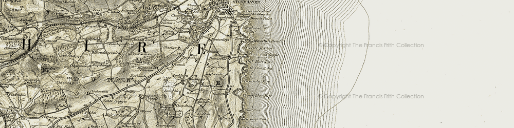 Old map of Bowdun Head in 1908-1909