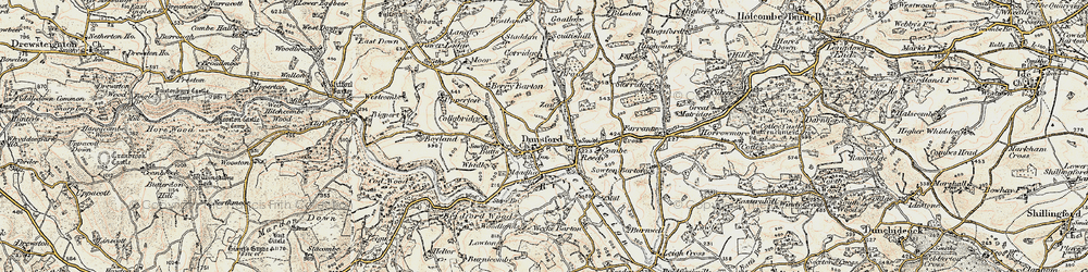 Old map of Dunsford in 1899-1900