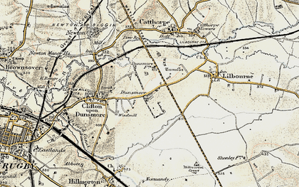 Old map of Dunsmore in 1901-1902