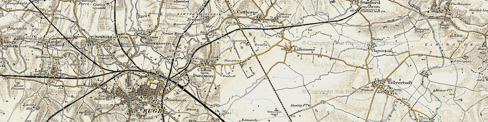 Old map of Dunsmore in 1901-1902