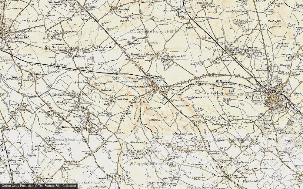 Old Map of Dunstable, 1898-1899 in 1898-1899