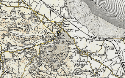 Old map of Dunster in 1898-1900
