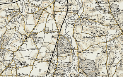 Old map of Dunston in 1901-1902