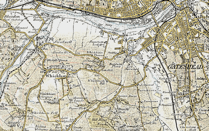 Old map of Whickham Thorns in 1901-1904