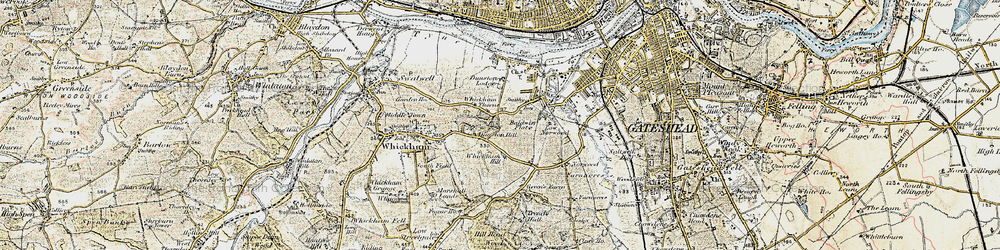 Old map of Whickham Hill in 1901-1904