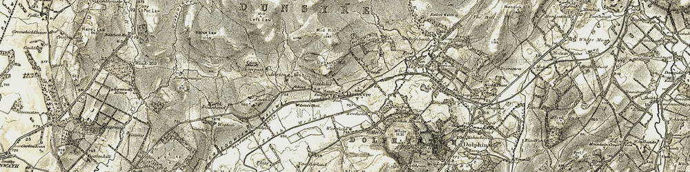 Old map of Dunsyre in 1904-1905