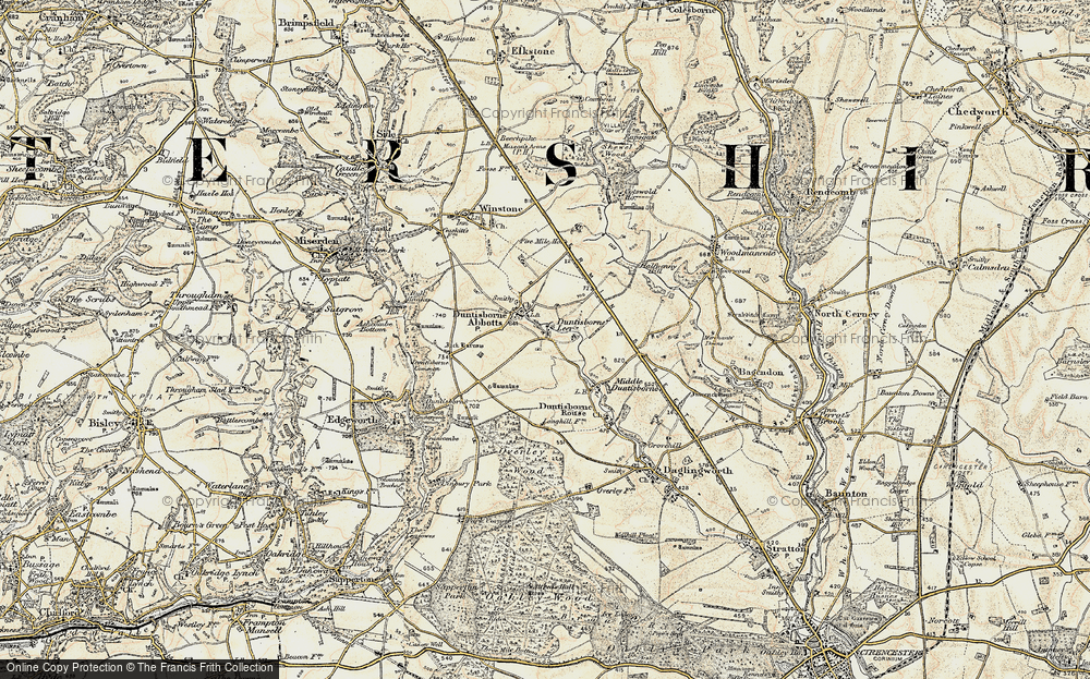 Old Map of Duntisbourne Abbots, 1898-1899 in 1898-1899
