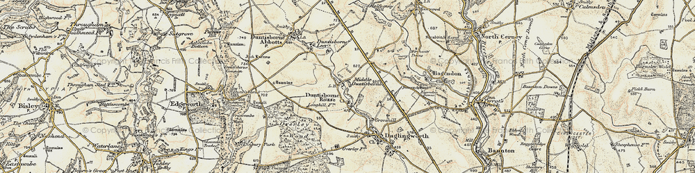 Old map of Duntisbourne Rouse in 1898-1899