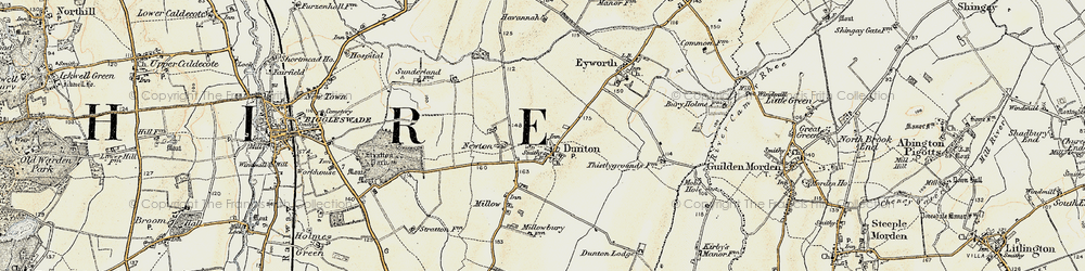 Old map of Dunton in 1898-1901