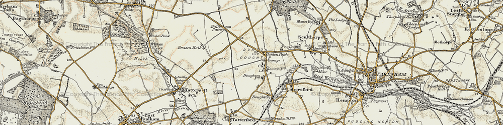Old map of Dunton in 1901-1902