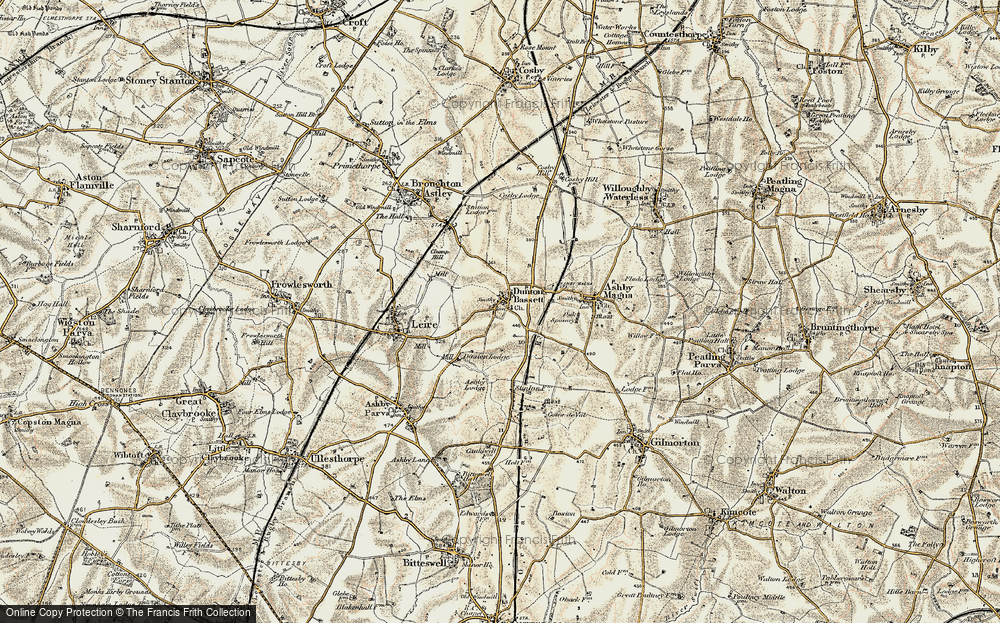 Old Map of Dunton Bassett, 1901-1902 in 1901-1902