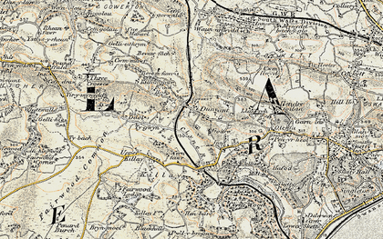 Old map of Dunvant in 1900-1901