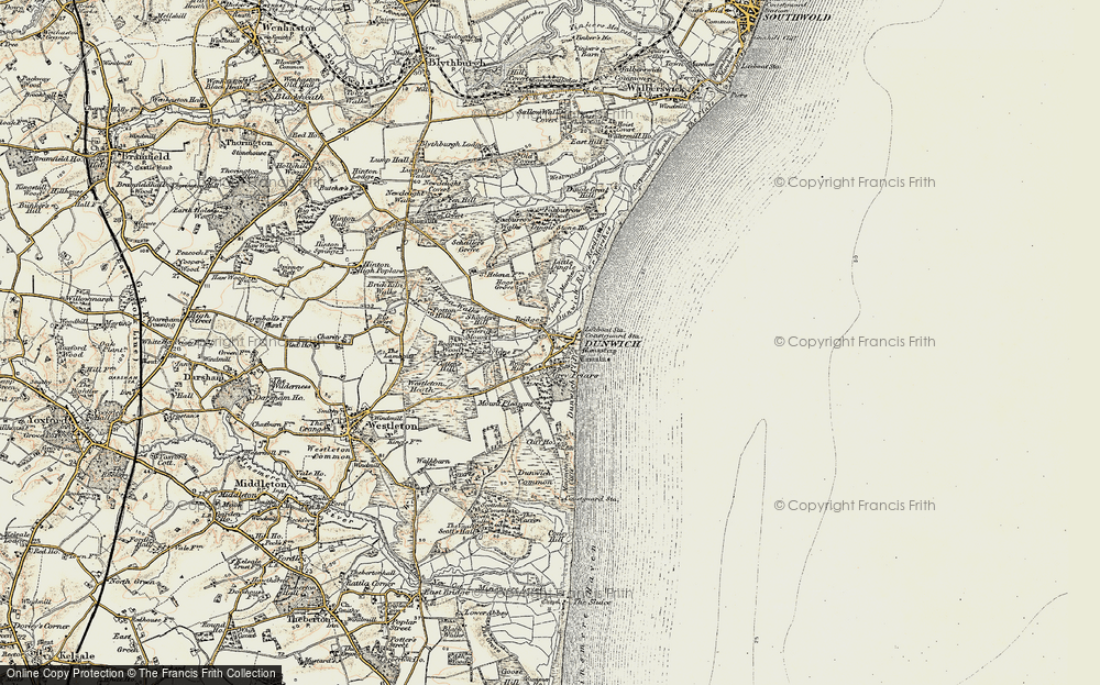 Old Map of Dunwich, 1901 in 1901