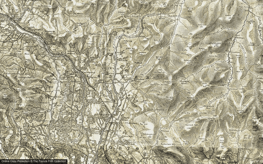Old Map of Historic Map covering Blackgrain Shoulder in 1904-1905
