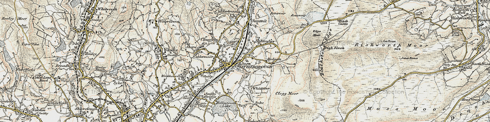 Old map of Blackstone Edge Fold in 1903