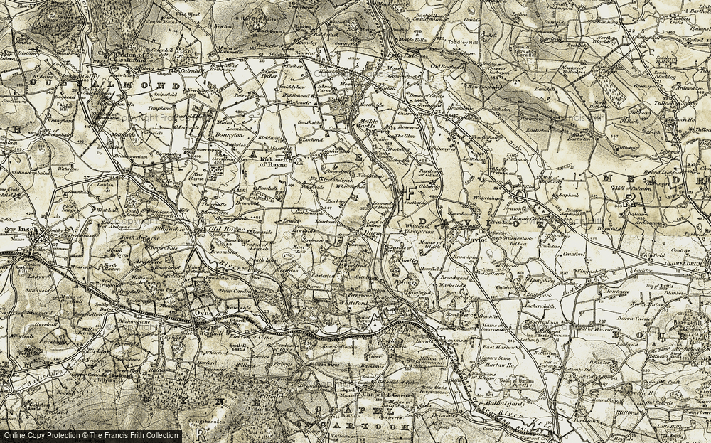 Old Map of Durno, 1909-1910 in 1909-1910