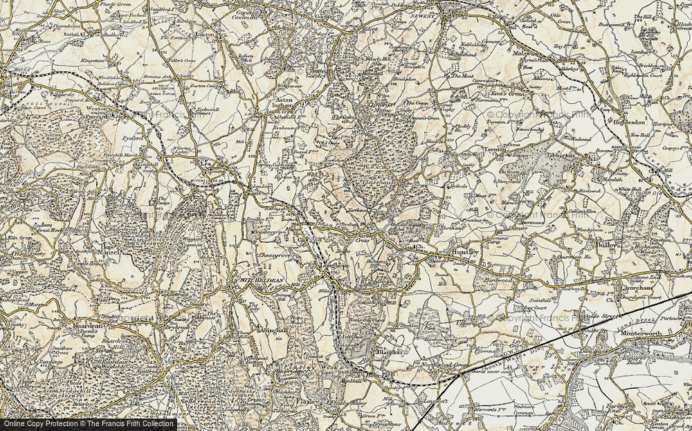 Old Map of Historic Map covering May Hill in 1899-1900